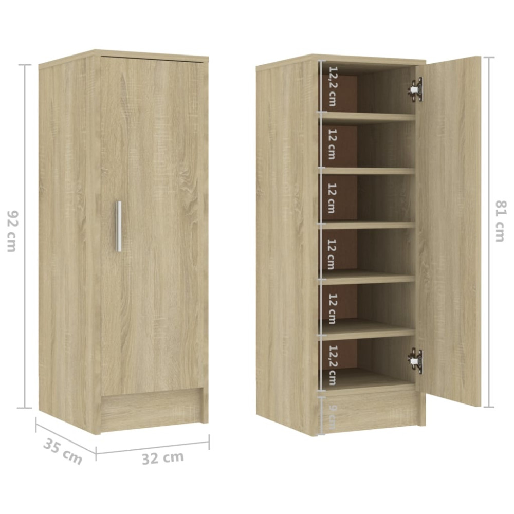 Produktbild för Skoskåp sonoma-ek 32x35x92 cm konstruerat trä