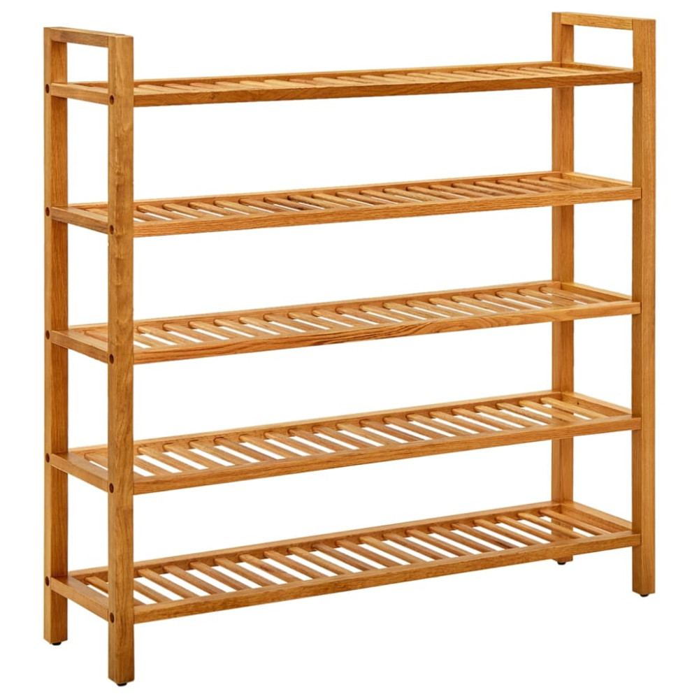 Produktbild för Skohylla med 5 hyllor 100x27x100 cm massiv ek