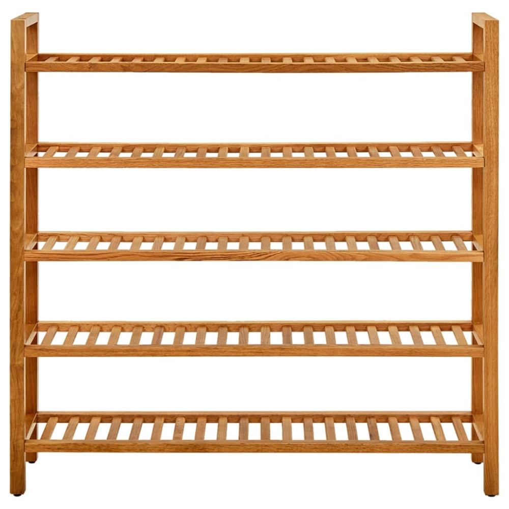 Produktbild för Skohylla med 5 hyllor 100x27x100 cm massiv ek