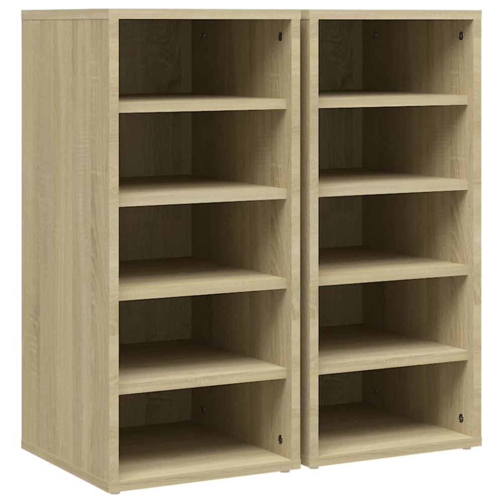 Produktbild för Skoskåp 2 st sonoma-ek 31,5x35x70 cm konstruerat trä