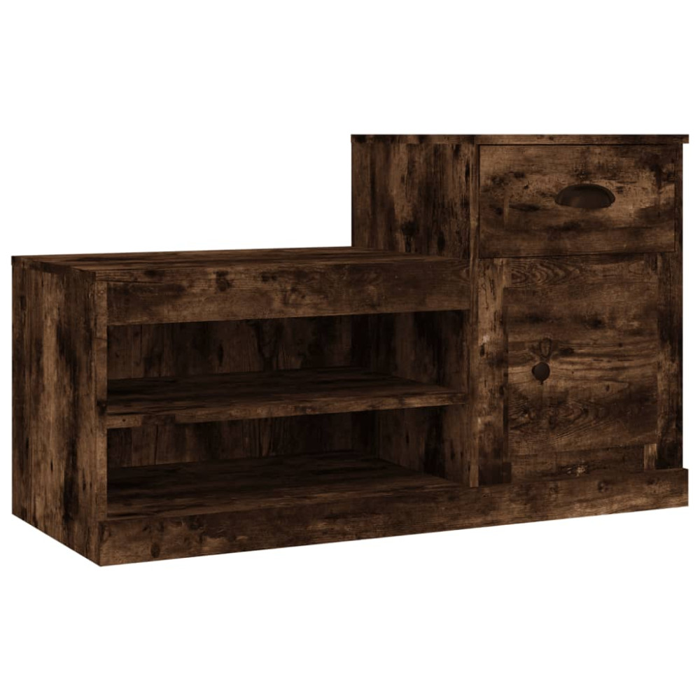 Produktbild för Skoställ rökfärgad ek 100x42x60 cm konstruerat trä