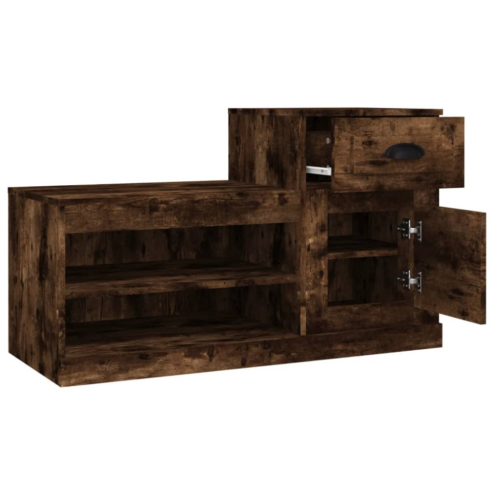 Produktbild för Skoställ rökfärgad ek 100x42x60 cm konstruerat trä