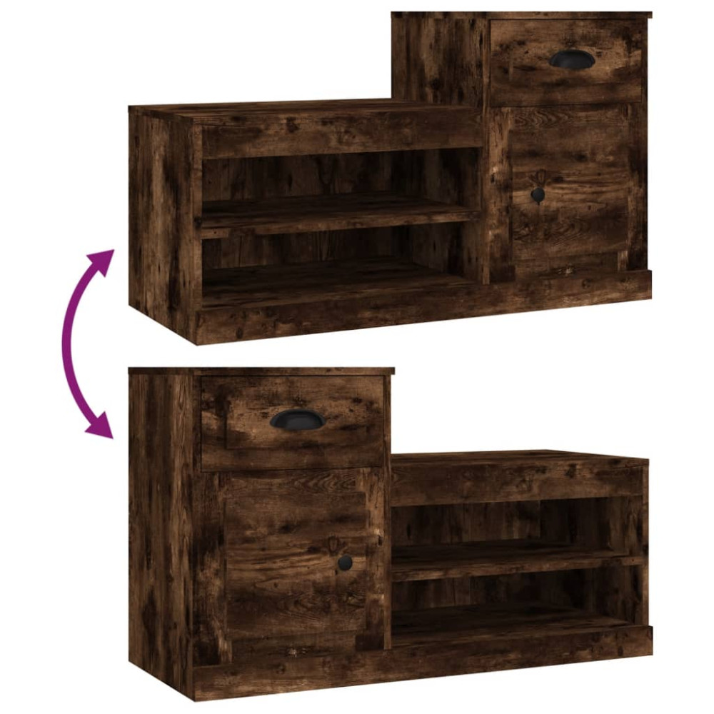Produktbild för Skoställ rökfärgad ek 100x42x60 cm konstruerat trä