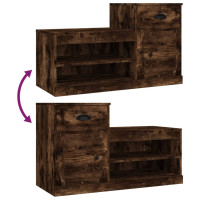 Produktbild för Skoställ rökfärgad ek 100x42x60 cm konstruerat trä