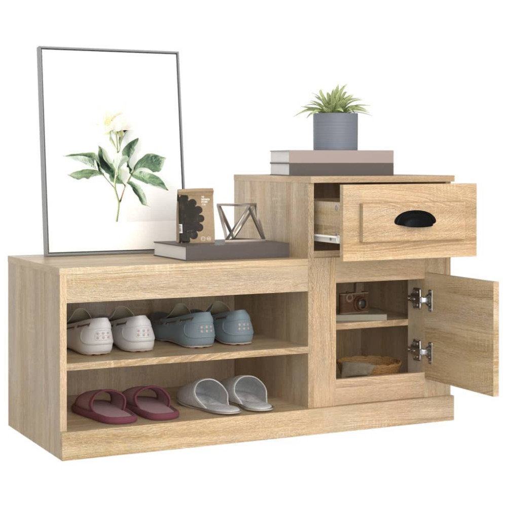Produktbild för Skohylla sonoma-ek 100x42x60 cm konstruerat trä