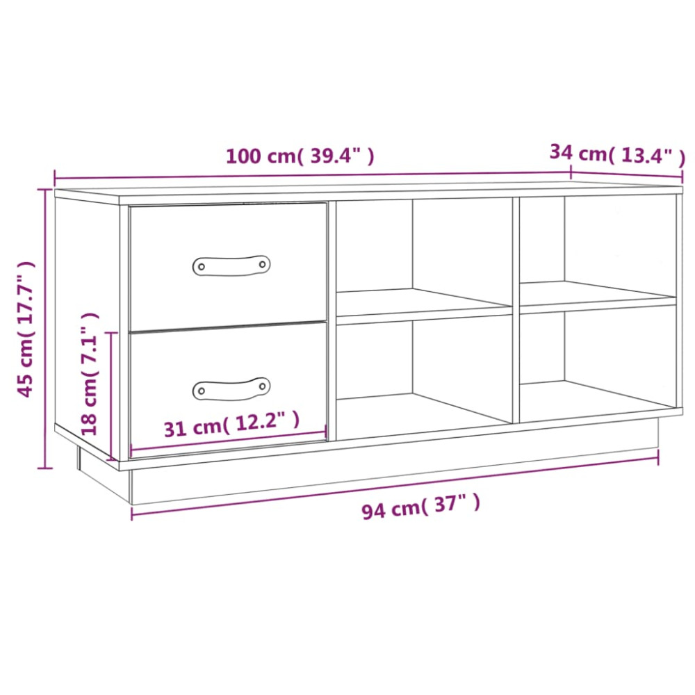 Produktbild för Skobänk vit 100x34x45 cm massiv furu