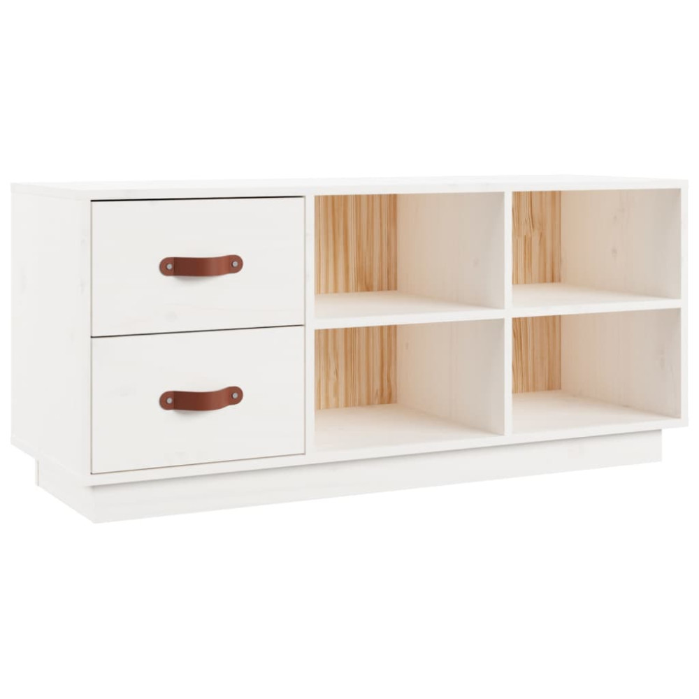 Produktbild för Skobänk vit 100x34x45 cm massiv furu