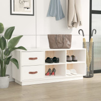 Produktbild för Skobänk vit 100x34x45 cm massiv furu