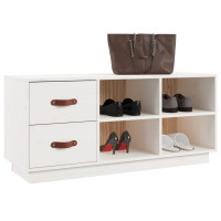 Produktbild för Skobänk vit 100x34x45 cm massiv furu