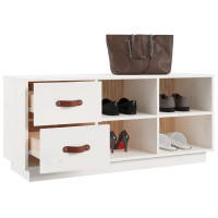 Produktbild för Skobänk vit 100x34x45 cm massiv furu