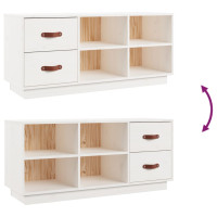 Produktbild för Skobänk vit 100x34x45 cm massiv furu