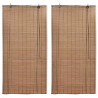 Produktbild för Rullgardin bambu 2 st 120 x 220 cm brun