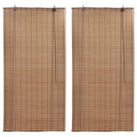 Produktbild för Rullgardin bambu 2 st 150 x 220 cm brun