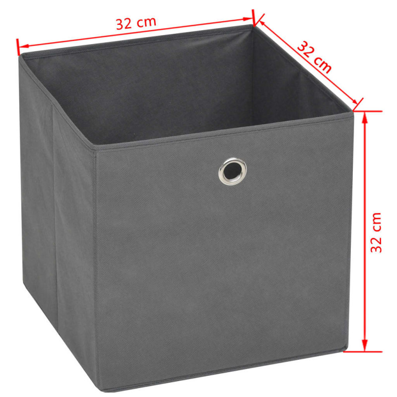 Produktbild för Förvaringslådor 10 st non-woven tyg 32x32x32 cm grå