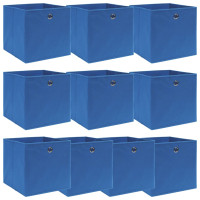 Produktbild för Förvaringslådor 10 st blå 32x32x32 cm tyg