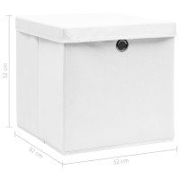 Produktbild för Förvaringslådor med lock 10 st vit 32x32x32 cm tyg