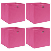 Produktbild för Förvaringslådor 4 st rosa 32x32x32 cm tyg