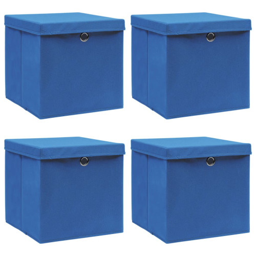 vidaXL Förvaringslådor med lock 4 st blå 32x32x32 cm tyg