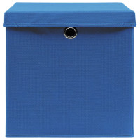 Produktbild för Förvaringslådor med lock 10 st blå 32x32x32 cm tyg