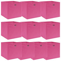 Miniatyr av produktbild för Förvaringslådor 10 st rosa 32x32x32 cm tyg