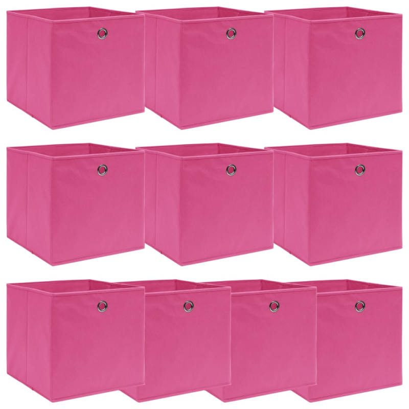 Produktbild för Förvaringslådor 10 st rosa 32x32x32 cm tyg