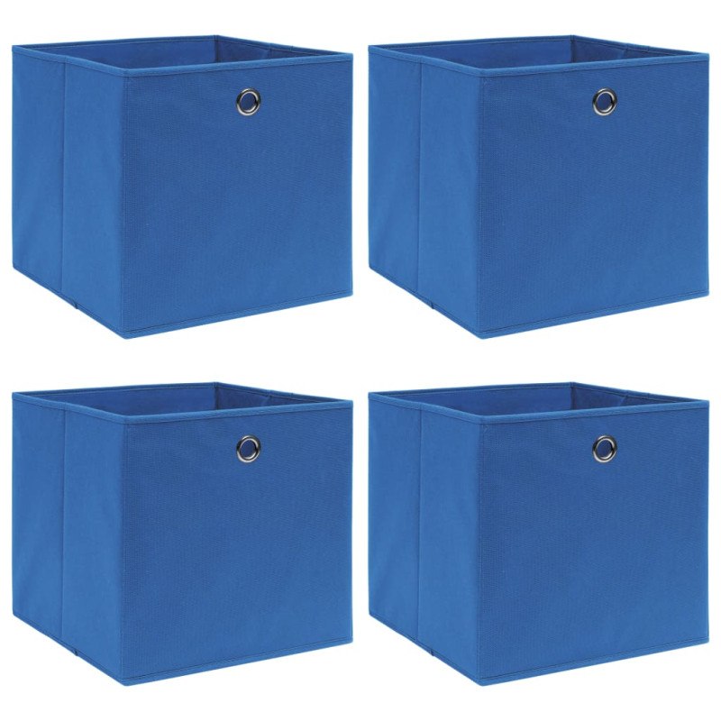 Produktbild för Förvaringslådor 4 st blå 32x32x32 cm tyg