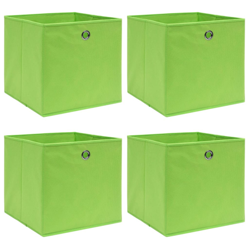 Produktbild för Förvaringslådor 4 st grön 32x32x32 cm tyg