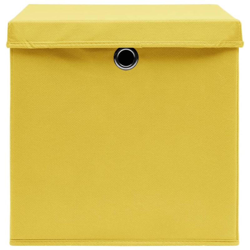 Produktbild för Förvaringslådor med lock 4 st gul 32x32x32 cm tyg