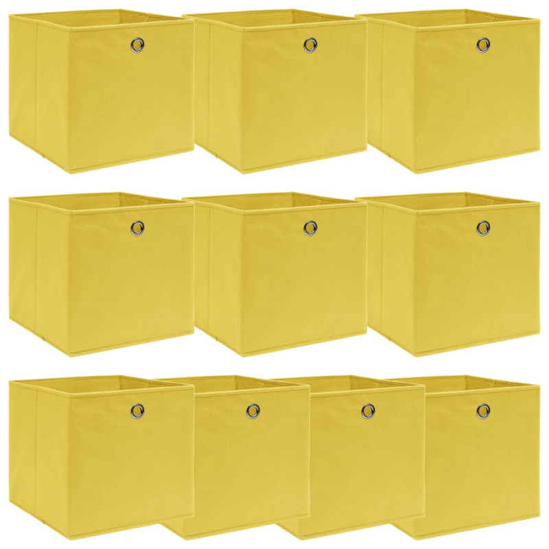 Produktbild för Förvaringslådor 10 st gul 32x32x32 cm tyg