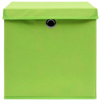 Produktbild för Förvaringslådor med lock 4 st grön 32x32x32 cm tyg