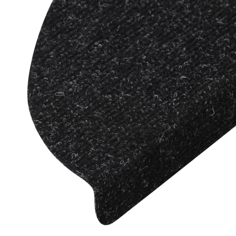 Produktbild för Trappstegsmattor självhäftande 10 st svart 56x17x3 cm