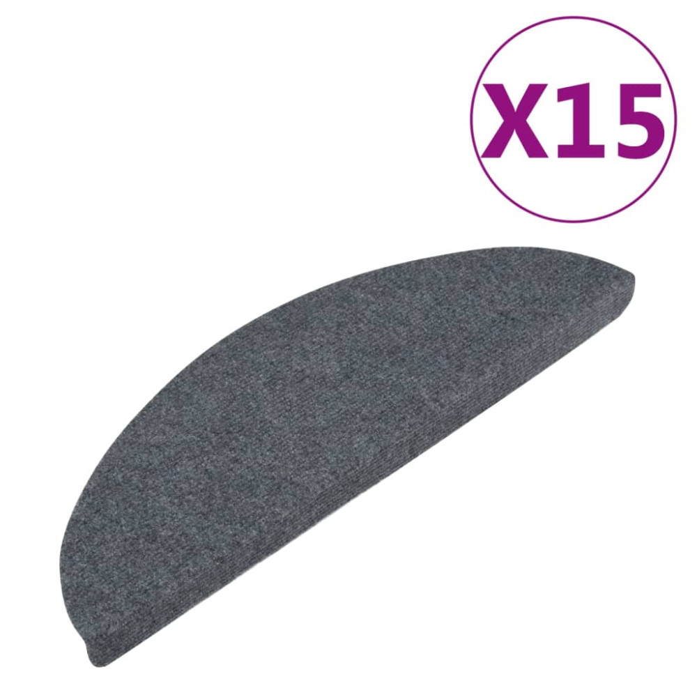 Produktbild för Trappstegsmattor självhäftande 15 st 65x22,5x3,5 cm grå