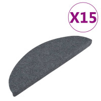 Produktbild för Trappstegsmattor självhäftande 15 st 65x22,5x3,5 cm grå