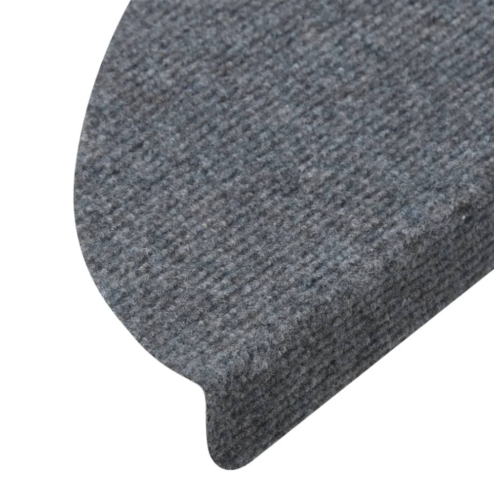 Produktbild för Trappstegsmattor självhäftande 15 st 65x22,5x3,5 cm grå