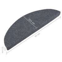Produktbild för Trappstegsmattor självhäftande 15 st 65x22,5x3,5 cm grå