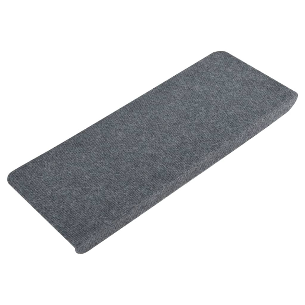 Produktbild för Trappstegsmattor självhäftande 15 st 65x24,5x3,5 cm grå