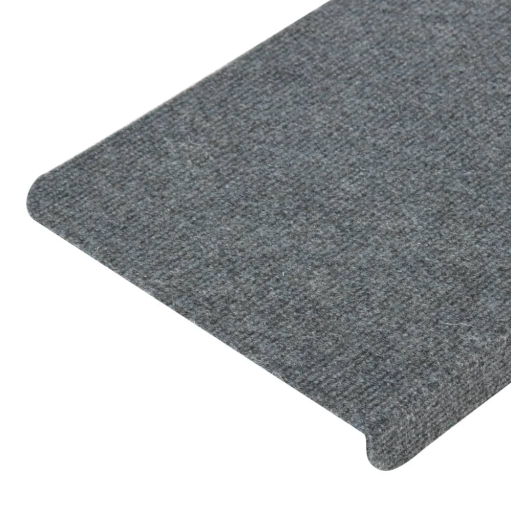 Produktbild för Trappstegsmattor självhäftande 15 st 65x24,5x3,5 cm grå