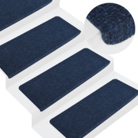 Produktbild för Trappstegsmattor självhäftande 15 st 65x24,5x3,5 cm blå
