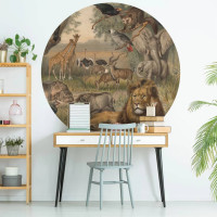 Miniatyr av produktbild för WallArt Tapet cirkelformad Animals of Africa 190 cm