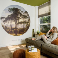 Produktbild för WallArt Tapet cirkelformad Umbrella Pines in Italy 142,5 cm