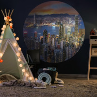 Miniatyr av produktbild för WallArt Tapet cirkelformad Skyline by Night 142,5 cm