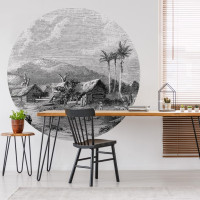 Miniatyr av produktbild för WallArt Tapet cirkelformad Landscape of Guadeloupe 142,5 cm
