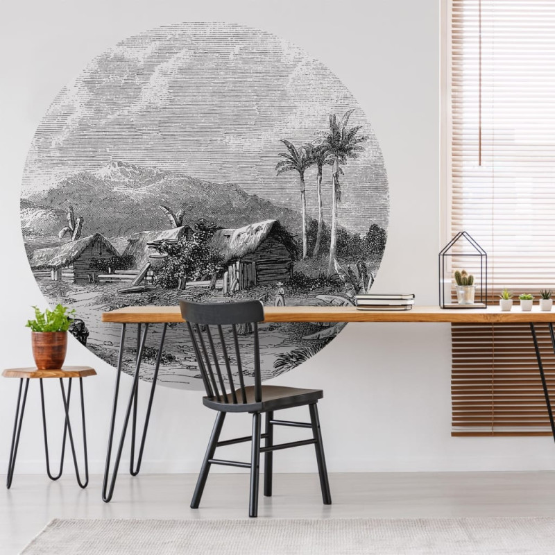 Produktbild för WallArt Tapet cirkelformad Landscape of Guadeloupe 142,5 cm