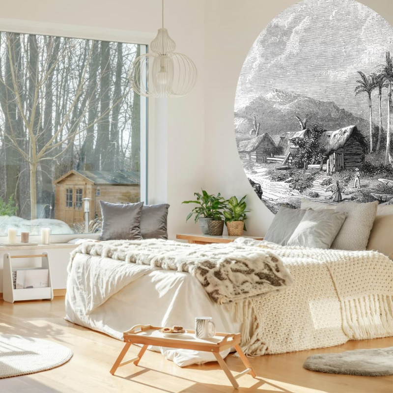 Produktbild för WallArt Tapet cirkelformad Landscape of Guadeloupe 142,5 cm