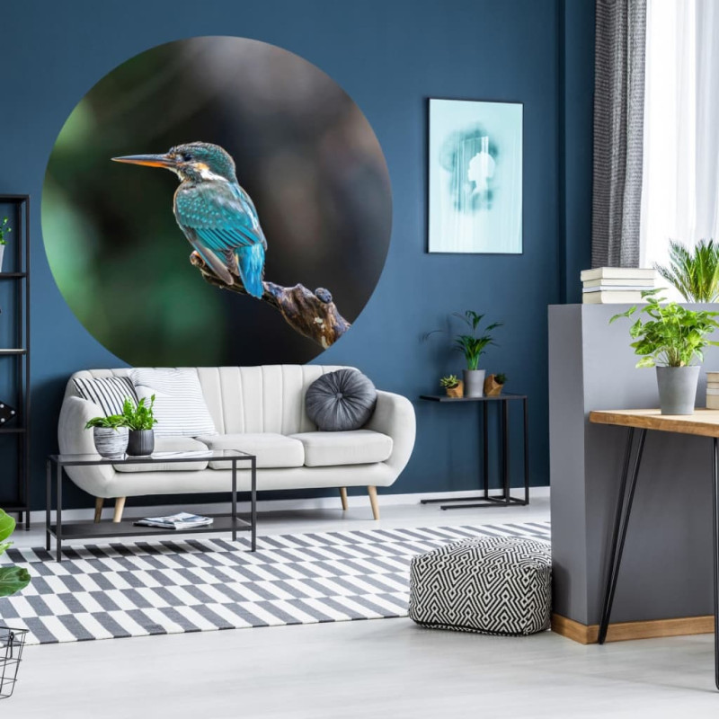 Produktbild för WallArt Tapet cirkelformad The Kingfisher 142,5 cm