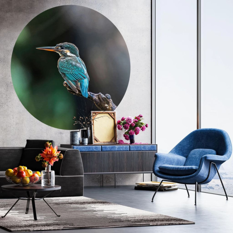 Produktbild för WallArt Tapet cirkelformad The Kingfisher 142,5 cm