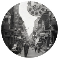 Miniatyr av produktbild för WallArt Tapet cirkelformad Hong Kong the Old Days 190 cm