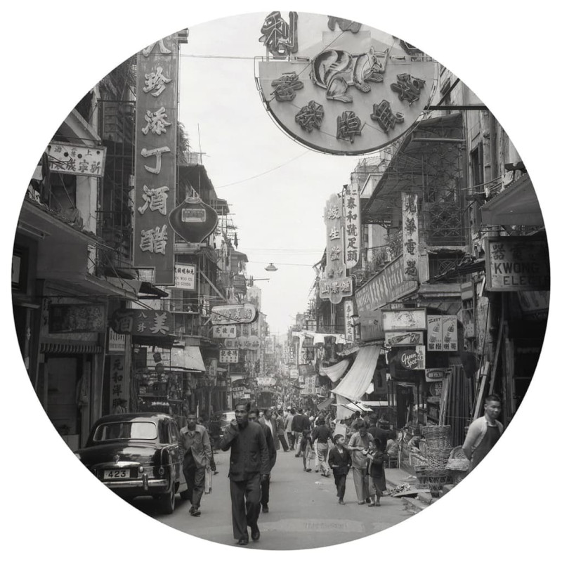 Produktbild för WallArt Tapet cirkelformad Hong Kong the Old Days 190 cm