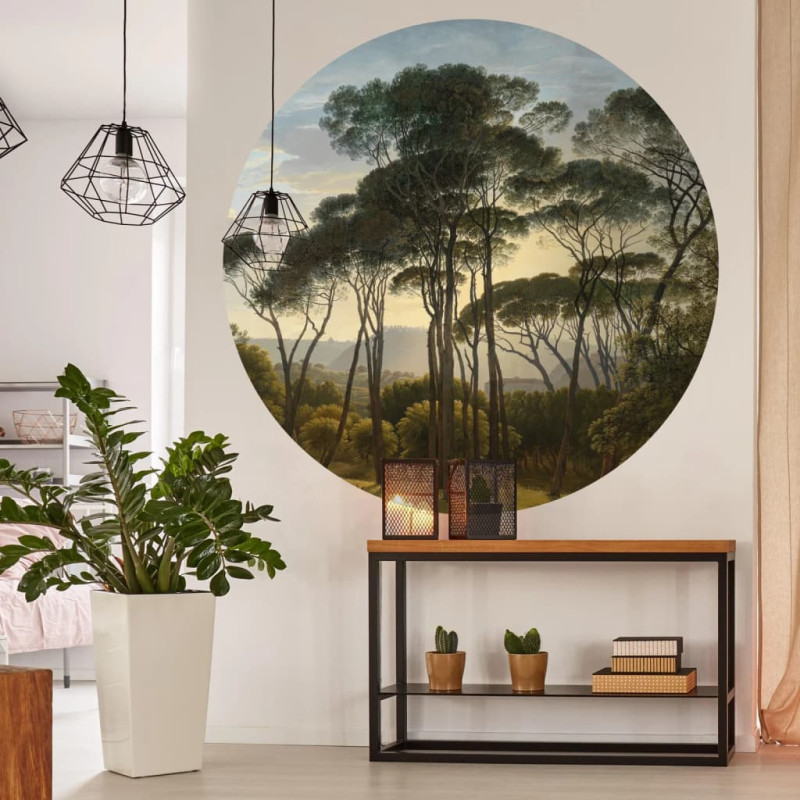 Produktbild för WallArt Tapet cirkelformad Umbrella Pines in Italy 190 cm