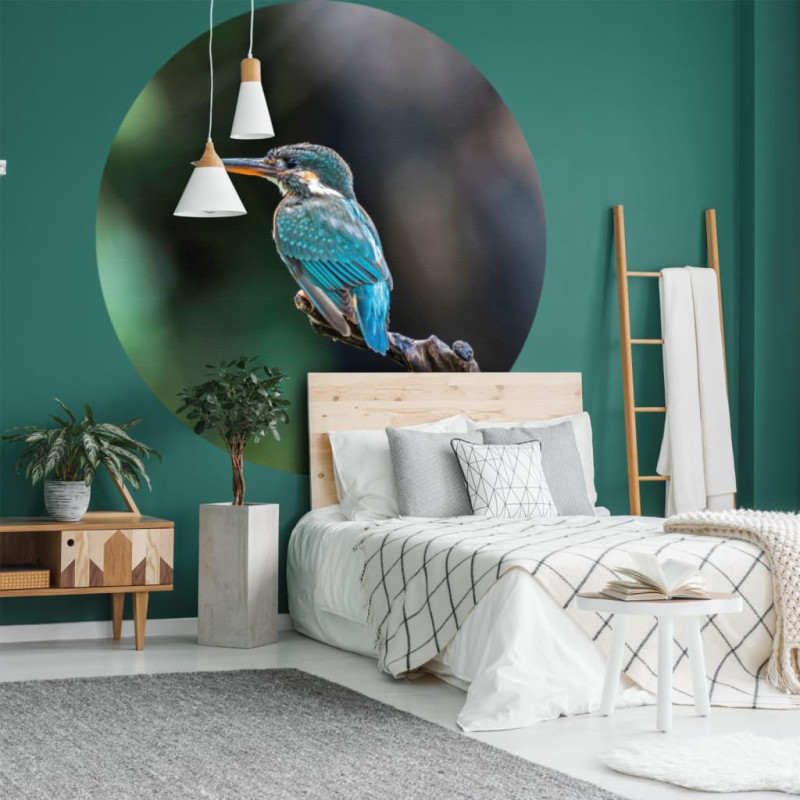 Produktbild för WallArt Tapet cirkelformad The Kingfisher 190 cm